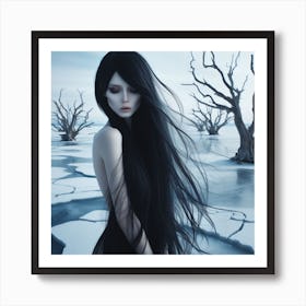 Girl In The Snow 2 Art Print