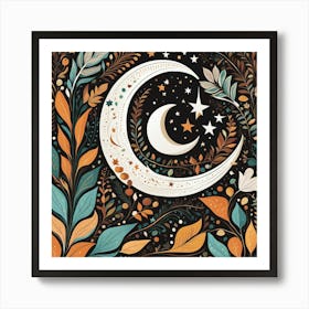 Moon And Stars 1 Art Print