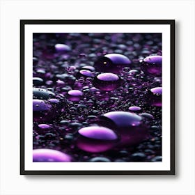 Purple Water Droplets Art Print