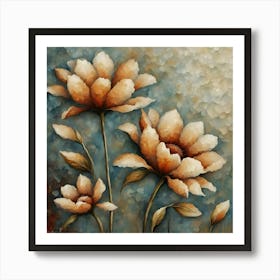 Textured Three Flowers Art Print