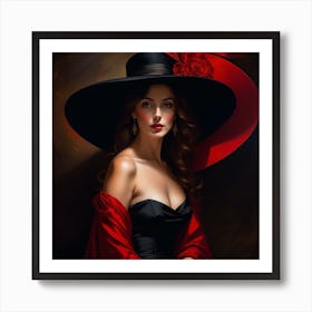 Portrait Of A Woman In A Hat 1 Art Print