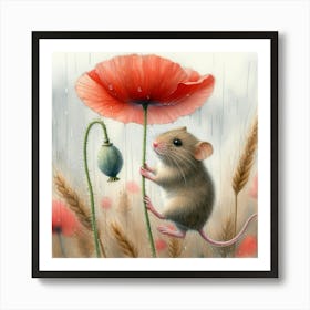 Mouse And Poppy Art Print