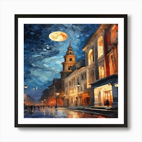 Moonlight In The City Art Print