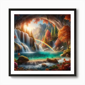 Waterfall In The Forest Art Print