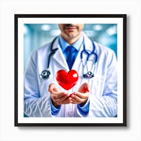 Doctor Holding A Heart Art Print