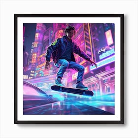 Armadiler Embark On A Thrilling Hoverboard Ride Through A Neon  A52398f2 9f52 4431 87e3 Ac5165edb8cb Art Print