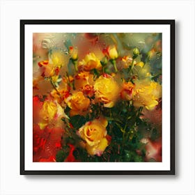 Yellow Roses In A Vase Art Print