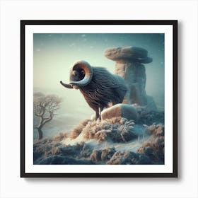 Ram In The Snow 6 Art Print