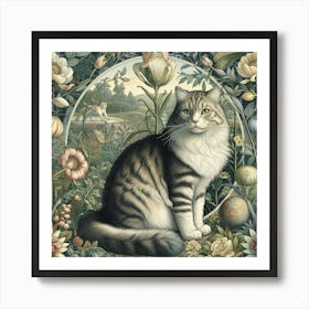 Cat In The Garden Art Print