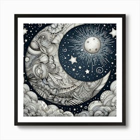 Moon And Stars 5 Art Print