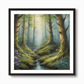 Stream In The Forest Art Print