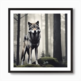 Wolf In The Forest 11 Art Print