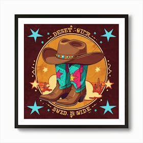 Desert Cowboy Boots Art Print