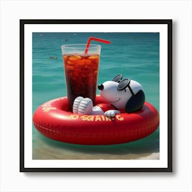 Snoopy In The Pool Art Print