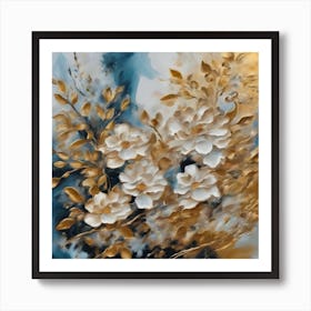 Gold And White Flowers 1 Art Print