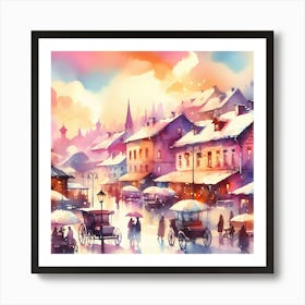 Watercolor Of A City 9 Art Print