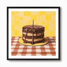 Chocolate Yellow Checkerboard 3 Art Print