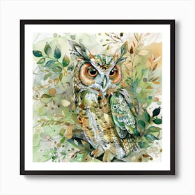 Owl On A Branch 6 Art Print