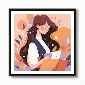 Girl Reading A Book Art Print