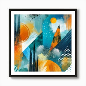 Abstract Painting in Coastal Sunrise Palette Art Print