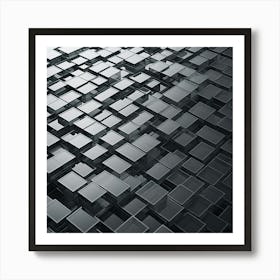 Abstract Black And White Cubes Art Print