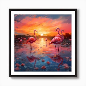 Tranquil Tropics: Flamingo Impression Art Print