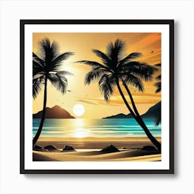 Sunset At The Beach 346 Art Print