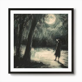 Full Moon In The Woods Art Print