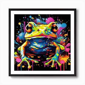 Colorful Frog Splatter Art Print