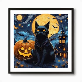 Halloween Cat Art Print