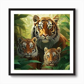 Tiger Family In The Jungle Art Print