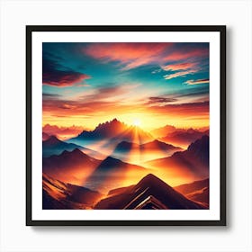 Sunrise Inspiration Wall Art A Stunning Mountain View With Motivational Quote For Uplifting Home Or Office Decor Print Art Art Print