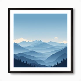 Misty mountains background in blue tone 50 Art Print