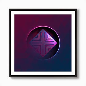 Geometric Neon Glyph on Jewel Tone Triangle Pattern 118 Art Print