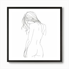 Nude Drawing Black And White Line Art Print