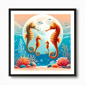 Seahorses In The Sea Art Print