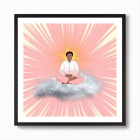 Meditate in The Clouds - Pink/Grey/Yellow Art Print