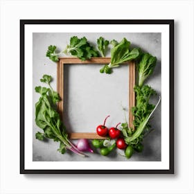 Fresh Vegetables In A Wooden Frame Art Print