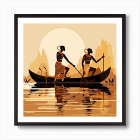 Two People In A Canoe Art Print