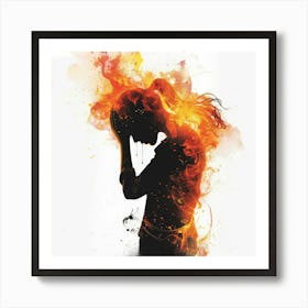 Woman In Flames 2 Art Print