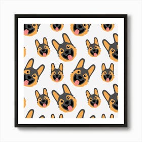 German Shepherd Dog Seamless Pattern Art Print