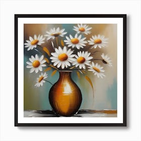 Daisies In A Vase Abstract 4 Art Print