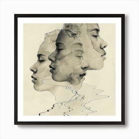 Reflection of Women'S Faces - Line art, reflection art, abstract art, abstract painting  city wall art, colorful wall art, home decor, minimal art, modern wall art, wall art, wall decoration, wall print colourful wall art, decor wall art, digital art, digital art download, interior wall art, downloadable art, eclectic wall, fantasy wall art, home decoration, home decor wall, printable art, printable wall art, wall art prints, artistic expression, contemporary, modern art print, Art Print