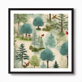 Butterflies In The Forest Art Print