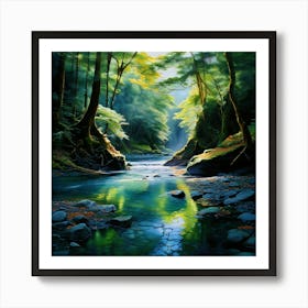 Watercolor Karamea River Art Print