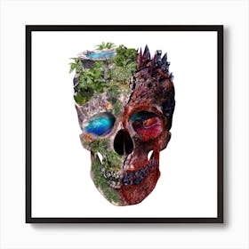 Two Face Skull Square Art Print