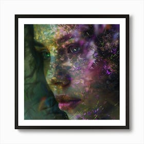 Portrait Of A Woman With Flowers 2 Art Print