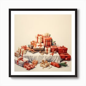Elegant Christmas Giftbox Ilustration Series011 Art Print