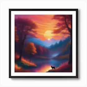 Sunset By The Lake 3 Art Print