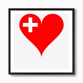 Love Flag National Flag Switzerland Heart Cross Art Print